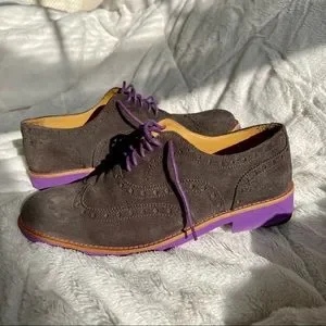 Bold Society men’s gray and purple suede wingtip dress shoes bold society | Shoes | Bold Society Mens Used Grey Suede  main image 3